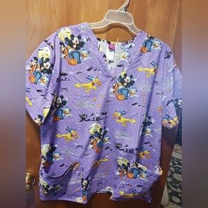 Disney mickey mouse women's purple scrub shirt 2x